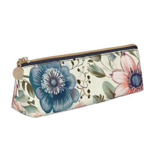 AMREWQYL Modernes Federmäppchen aus Leder mit Bohemia-Blumen-Aufdruck, tragbare Schreibwaren-Tasche von AMREWQYL