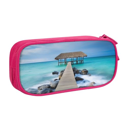 AMREWQYL Modernes Federmäppchen mit Meereslandschaft und Bild bedruckt von AMREWQYL