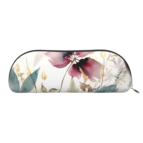 AMREWQYL Modernes Federmäppchen mit botanischem Druck, Leder-Federmäppchen, tragbare Schreibwaren-Tasche von AMREWQYL