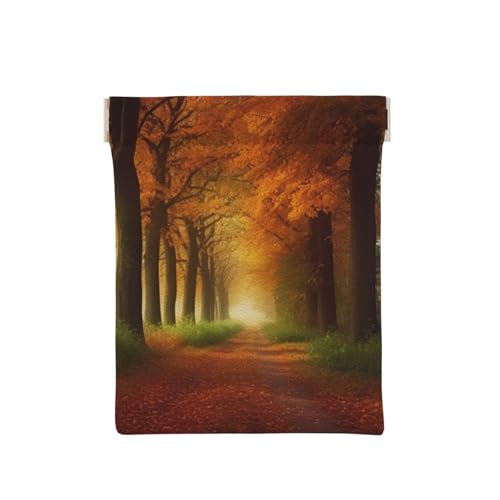 AMREWQYL Morning Grove bedrucktes Leder-Münzetui mit Druckknopf, tragbare Münztasche, Weiss/opulenter Garten, Einheitsgröße, Münzgeldbörse von AMREWQYL