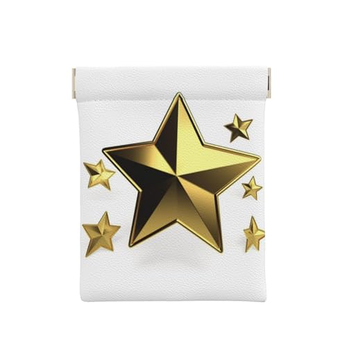 AMREWQYL Münzetui aus Leder mit goldfarbenem Stern und Druckknopf, tragbare Münztasche, Weiss/opulenter Garten, Einheitsgröße, Münzgeldbörse von AMREWQYL