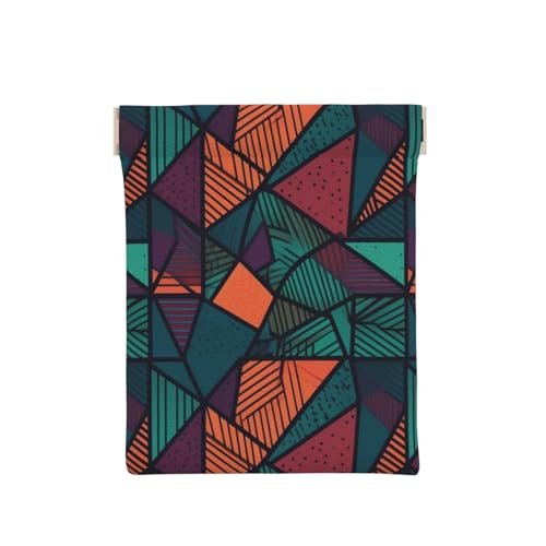 AMREWQYL Münzetui mit geometrischem Muster, bedrucktes Leder, mit Druckknopf, tragbare Münztasche, Weiss/opulenter Garten, Einheitsgröße, Münzgeldbörse von AMREWQYL