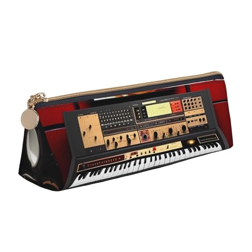 AMREWQYL Musikstudio bedrucktes Leder-Federmäppchen, tragbare Schreibwaren-Tasche von AMREWQYL