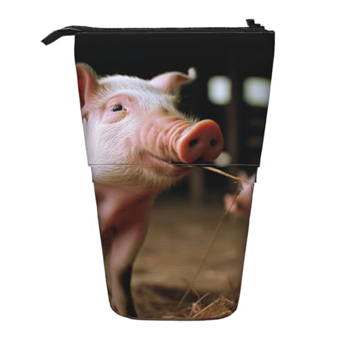 AMREWQYL Never Wrestle with Pigs bedruckte Bleistift-Teleskop-Aufbewahrungstasche von AMREWQYL