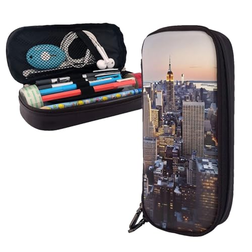 AMREWQYL New York City Federmäppchen aus bedrucktem Leder von AMREWQYL