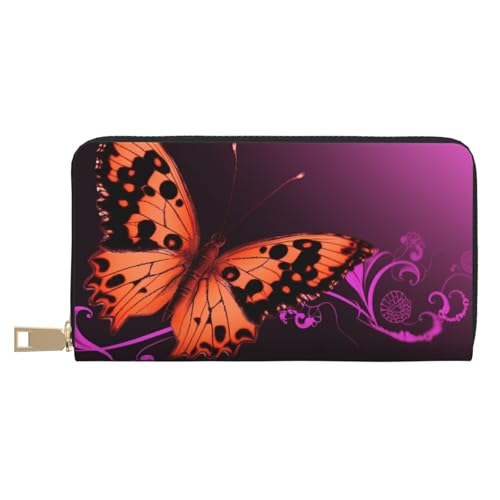 AMREWQYL Nice Butterfly Printed Leather Wallet Women Travel Wallet Credit Card Wallet, Weiss/opulenter Garten, Einheitsgröße von AMREWQYL