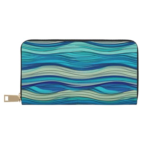 AMREWQYL Ocean Stripe Pattern Printed Leather Wallet Women Travel Wallet Credit Card Wallet, Weiss/opulenter Garten, Einheitsgröße von AMREWQYL