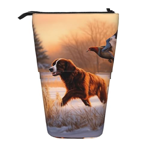 AMREWQYL Teleskop-Aufbewahrungstasche für Bleistifte, Motiv: Hund mit Fasanmotiv von AMREWQYL