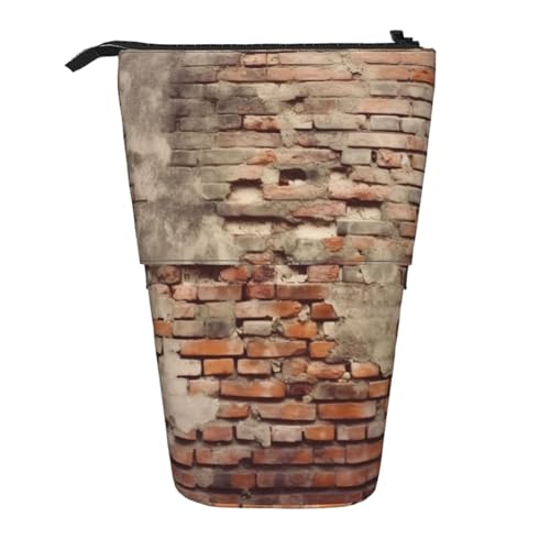 AMREWQYL Teleskop-Aufbewahrungstasche für Bleistifte mit antikem Abgenutztem Ziegelwand von AMREWQYL