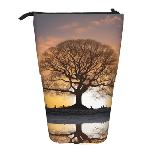 AMREWQYL Teleskop-Aufbewahrungstasche mit Eichenbaum im Winter bei Sonnenuntergang von AMREWQYL