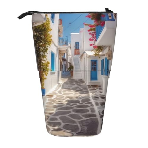 AMREWQYL Teleskop-Aufbewahrungstasche mit Griechenland-Straßen-Motiv von AMREWQYL