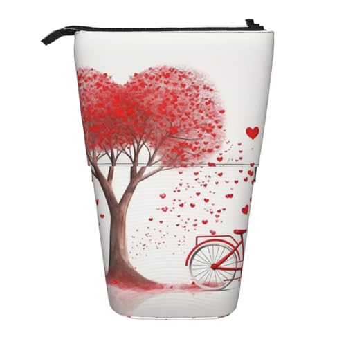 AMREWQYL Teleskop-Aufbewahrungstasche mit Herz-Baum und Fahrrad, zum Muttertag, Valentinstag, mit romantischem Aufdruck von AMREWQYL