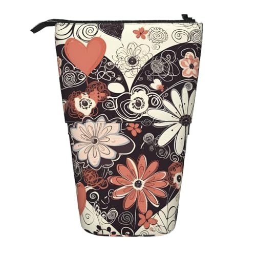 AMREWQYL Teleskop-Aufbewahrungstasche mit Herzmotiv und Blumenmotiv von AMREWQYL