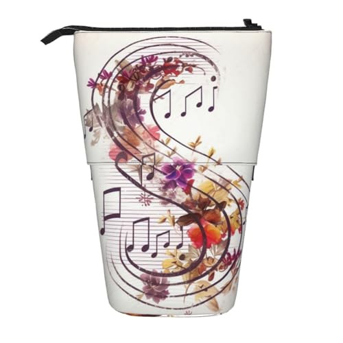 AMREWQYL Teleskop-Aufbewahrungstasche mit Musiknoten-Blumendruck von AMREWQYL
