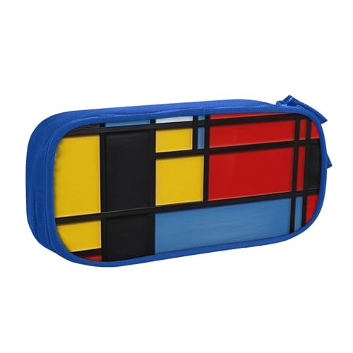AMREWQYL Zusammensetzung in Rot, Gelb, Blau und Schwarz bedrucktes Federmäppchen, Federmäppchen, Schreibwaren-Aufbewahrungsbox von AMREWQYL