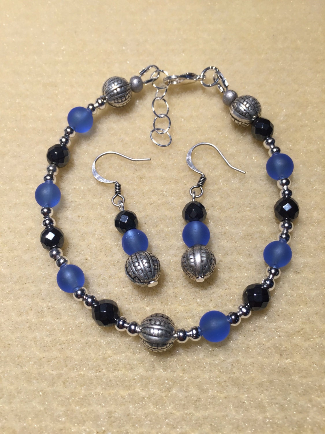 Blaue Seaglass Und Ohrring-Set von AMRossJewelry