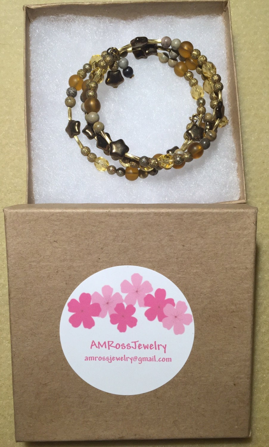 Gold-Glitter, Gelb Und Erde Ton Perlen Armband Gold-Glitter, Gelb Und Erde Ton Perlen Armband von AMRossJewelry