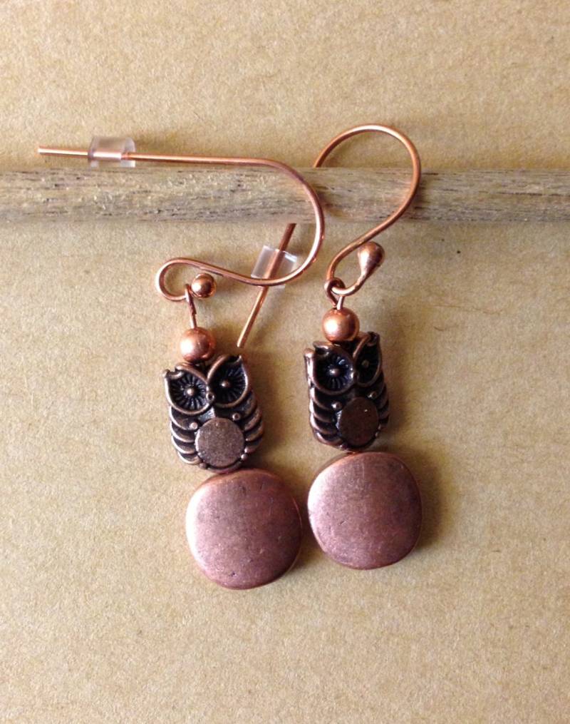 Kupfer-Eule-Ohrringe Kupfer-Eule-Ohrringe von AMRossJewelry