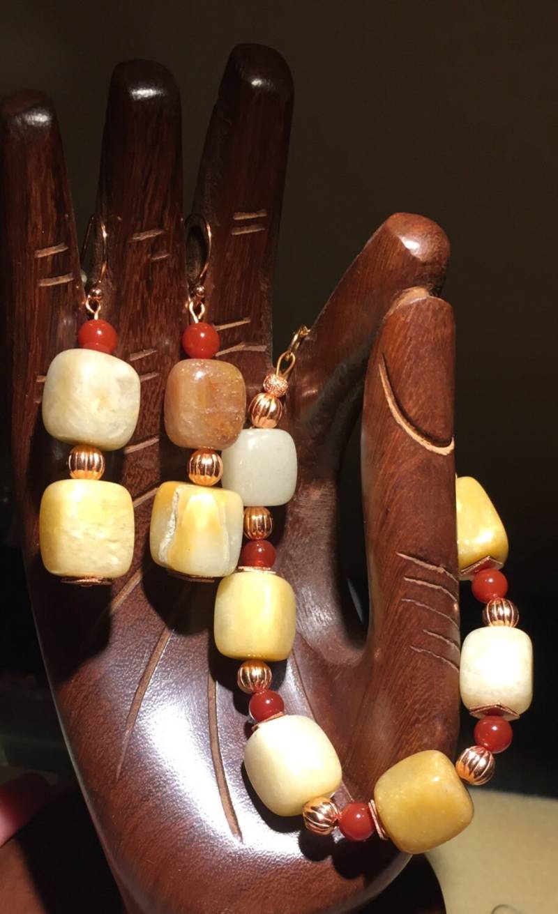 Kupfer Und Stein Armband Ohrringe Set Kupfer Und Stein Armband Ohrringe Set von AMRossJewelry