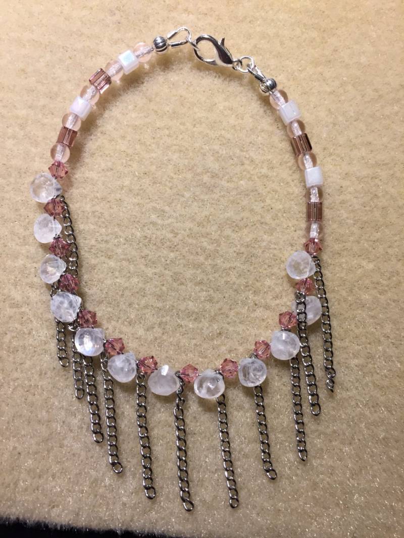 Rosa Swarovski Baumeln Kettenarmband von AMRossJewelry