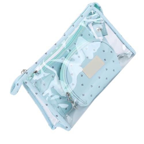 AMSLSIU 3er Pack Kosmetiktasche Reise Kunststoff wasserdichte Organisation Make up Tasche Wiederverwendbare Kleinigkeiten Aufbewahrungsbox Organizer, Blau von AMSLSIU