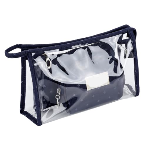 AMSLSIU 3er Pack Kosmetiktasche Reise Kunststoff wasserdichte Organisation Make up Tasche Wiederverwendbare Kleinigkeiten Aufbewahrungsbox Organizer, Dunkelblau von AMSLSIU