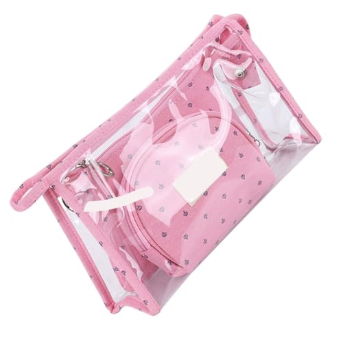 AMSLSIU 3er Pack Kosmetiktasche Reise Kunststoff wasserdichte Organisation Make up Tasche Wiederverwendbare Kleinigkeiten Aufbewahrungsbox Organizer, Rosenrot von AMSLSIU