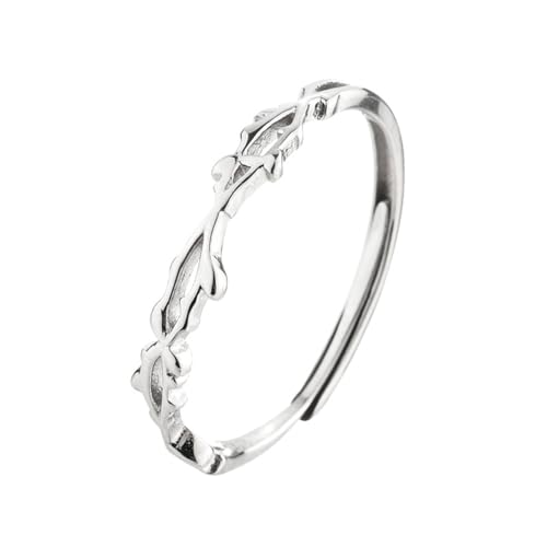 AMSLSIU Exquisiter Zweig, Dornenblatt, Zweig, offener Fingerring, Antragsring, Legierung, 925er Sterlingsilber, exquisite Ringe, Ehering AMSLSIU Exquisiter Zweig, Dornenblatt, Zweig, offener Fingerring, Antragsring, Legierung, 925er Sterlingsilber, exquisite Ringe, Ehering von AMSLSIU