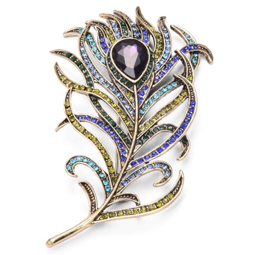 AMSLSIU Federn Brosche Kristall Strass Pins Party Hochzeit Kleidung Mantel Schal Frauen Mädchen Schmuck Accessoires Geschenke von AMSLSIU