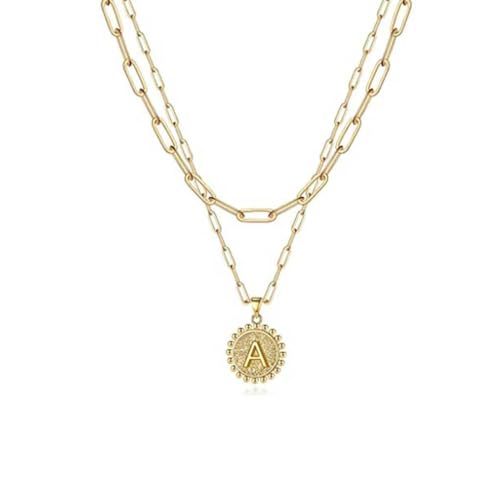 AMSLSIU Frau Doppelschicht Halskette Anhänger Ketten Verstellbare Halsketten Dekor Ornamente Freundin Damen Schmuck Dating Geschenk von AMSLSIU