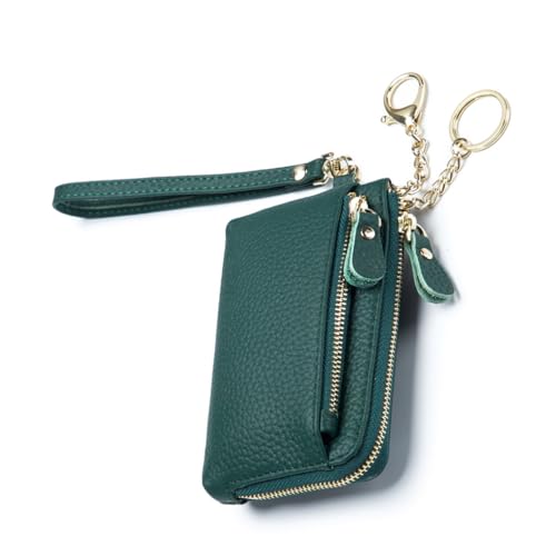AMSLSIU Frauen Kurze Art Brieftasche Mädchen PU Leder Reißverschluss Münzfach Geldbörse Kredit Debitkartenhalter Tasche Geburtstag Urlaub, Grün Schwarz von AMSLSIU