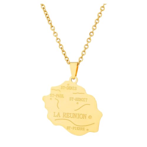 AMSLSIU Halskette mit Frankreich Reunion Karte Anhänger, modische Geschenkauswahl, Edelstahl, Frankreich Reunion Karte Anhänger Halskette, Geschenke, Gold AMSLSIU Halskette mit Frankreich Reunion Karte Anhänger, modische Geschenkauswahl, Edelstahl, Frankreich Reunion Karte Anhänger Halskette, Geschenke, Gold von AMSLSIU