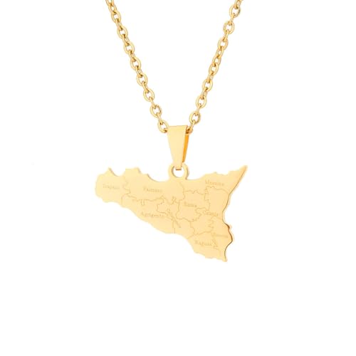 AMSLSIU Halskette mit Karte von Sizilien, stilvoller Unisex Ersatz für Reisen, Dating, Fotografie, Halsband, Schmuck, Ornament, Geburtstagsgeschenk, Gold AMSLSIU Halskette mit Karte von Sizilien, stilvoller Unisex Ersatz für Reisen, Dating, Fotografie, Halsband, Schmuck, Ornament, Geburtstagsgeschenk, Gold von AMSLSIU