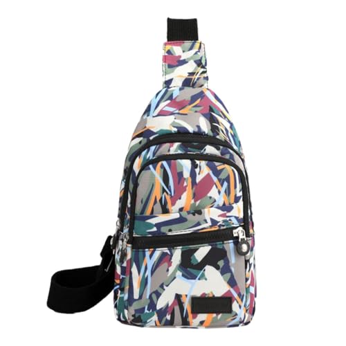 AMSLSIU Hüfttasche mit Hardware Anschlüssen – stilvolle und langlebige Umhängetasche für unterwegs – Essentials Stoff Asross Körpertasche, Bunte Dornen von AMSLSIU
