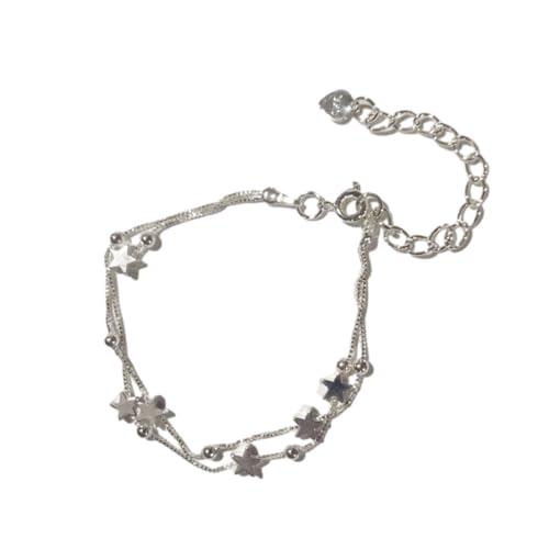AMSLSIU Messing Frauen Armband Sternform Galvanisiert Modischer Unverblassender Ersatz Dual Layer Party Armreif Geburtstagsgeschenk AMSLSIU Messing Frauen Armband Sternform Galvanisiert Modischer Unverblassender Ersatz Dual Layer Party Armreif Geburtstagsgeschenk von AMSLSIU