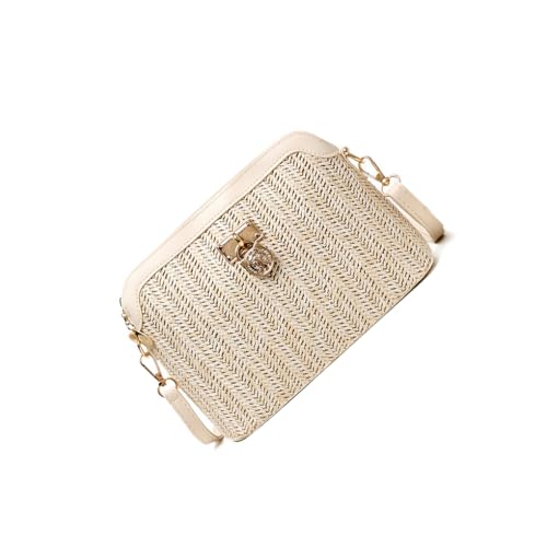 AMSLSIU Mode Stroh Schulter Umhängetasche gewebt Strick Leder Handtasche Strand Urlaub Shell Messenger Bags Sommer Tote von AMSLSIU