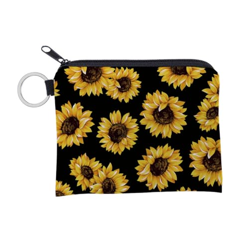 AMSLSIU Münzfach Mehrzweck Geldbörse Reißverschluss Exquisite Geldbörsen Kartentasche Wasserdichtes Sonnenblumenmuster Münzgeldbörse von AMSLSIU
