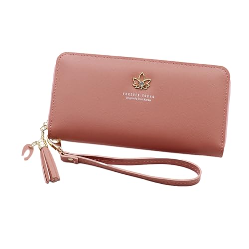 AMSLSIU Stilvolle und funktionale Damen Geldbörse mit langlebigen Materialien, PU Kartenhalter Geldbörse, PU Leder Geldbörse, Damen Geldbörse, Dunkelrosa von AMSLSIU