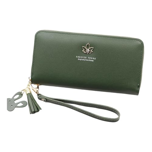 AMSLSIU Stilvolle und funktionale Damen Geldbörse mit langlebigen Materialien, PU Kartenhalter Geldbörse, PU Leder Geldbörse, Damen Geldbörse, Grün von AMSLSIU