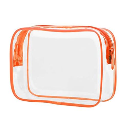 AMSLSIU Transparente Waschtasche PVC Wasserdichter Kulturbeutel Reißverschluss Gepäckorganisatoren Tragbare Handtaschenzubehör für Männer, Orange von AMSLSIU