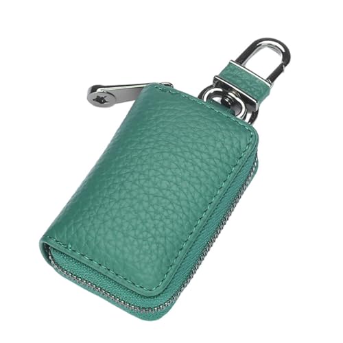 AMSLSIU Vintage Leder Geldbörse Datum Schlüsselanhänger Autoschlüssel Geldbeutel weich Kreditkarte Quittung Reißverschluss Schloss Tasche Halter Damen Herren, Grün von AMSLSIU