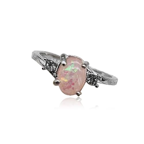 AMSLSIU Weiblicher Silberring Zirkonringe Freundin Frau Ornament Schmuck Zubehör für Heiratsantrag Verlobung Lässig, Rosa, Größe 10 von AMSLSIU