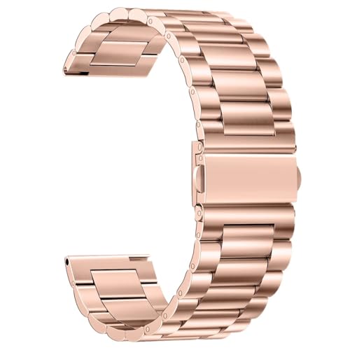 AMSOH 14/16/18/20/22 mm Metall-Uhrenarmband, Edelstahl-Schnellverschlussarmband für Männer und Frauen(Rose Gold,24mm) von AMSOH