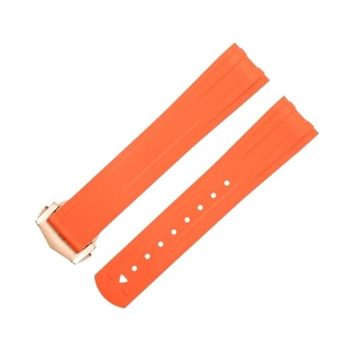AMSOH 20 mm für Omega-Armband, FKM-Fluorkautschuk, gebogenes Ende, für Seamaster 300 Diving, Edelstahl-Faltschließe, Ersatz-Uhrenarmbänder(Orange 2) von AMSOH