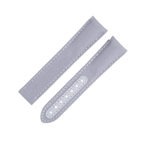 AMSOH 20 mm graues Nylongewebe-Uhrenarmband passend für Omega-Armband für AT150 Seamaster 300 Planet Ocean De Ville Speedmaster Uhrenarmband mit gebogenem Ende(Gray) von AMSOH