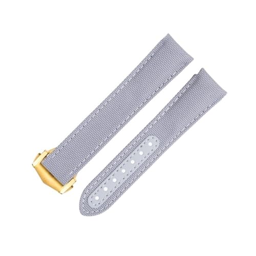AMSOH 20 mm graues Nylongewebe-Uhrenarmband passend für Omega-Armband für AT150 Seamaster 300 Planet Ocean De Ville Speedmaster Uhrenarmband mit gebogenem Ende(Gray 4) von AMSOH