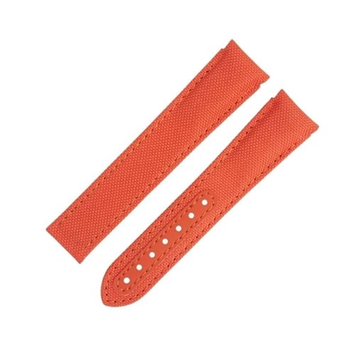 AMSOH 20 mm graues Nylongewebe-Uhrenarmband passend für Omega-Armband für AT150 Seamaster 300 Planet Ocean De Ville Speedmaster Uhrenarmband mit gebogenem Ende(Orange) von AMSOH