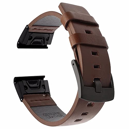 AMSOH 22 mm Uhrenarmband aus Leder für Garmin Fenix 5/5Plus/6/6Pro/Approach S60/S62 Smartwatch-Armband mit Schnellverschluss, 22mm Fenix 5Plus, Achat von AMSOH