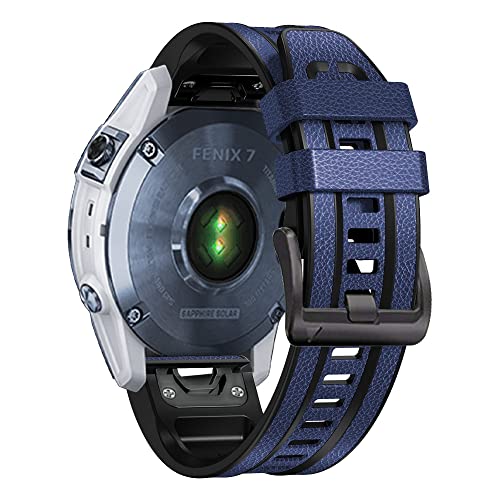 AMSOH 22 x 26 mm Leder-Silikon-Quickfit-Smartwatch-Armbänder für Garmin Fenix 7 7X 6 6X 5X 5 Plus 3HR 945 955 Armbänder, 26mm Tactix 7, Achat von AMSOH