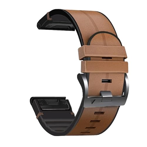AMSOH 22 x 26 mm Leder-Silikon-Uhrenarmbänder für Garmin Fenix 7 7X 6X 6 Pro Easyfit Armband Fenix 5X 5 Plus Smartwatch-Armband, 22mm Width, Achat von AMSOH